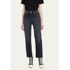 RE/DONE 70s Stovepipe Distressed Straight Fit Jeans in Black 85, Women's Size 27